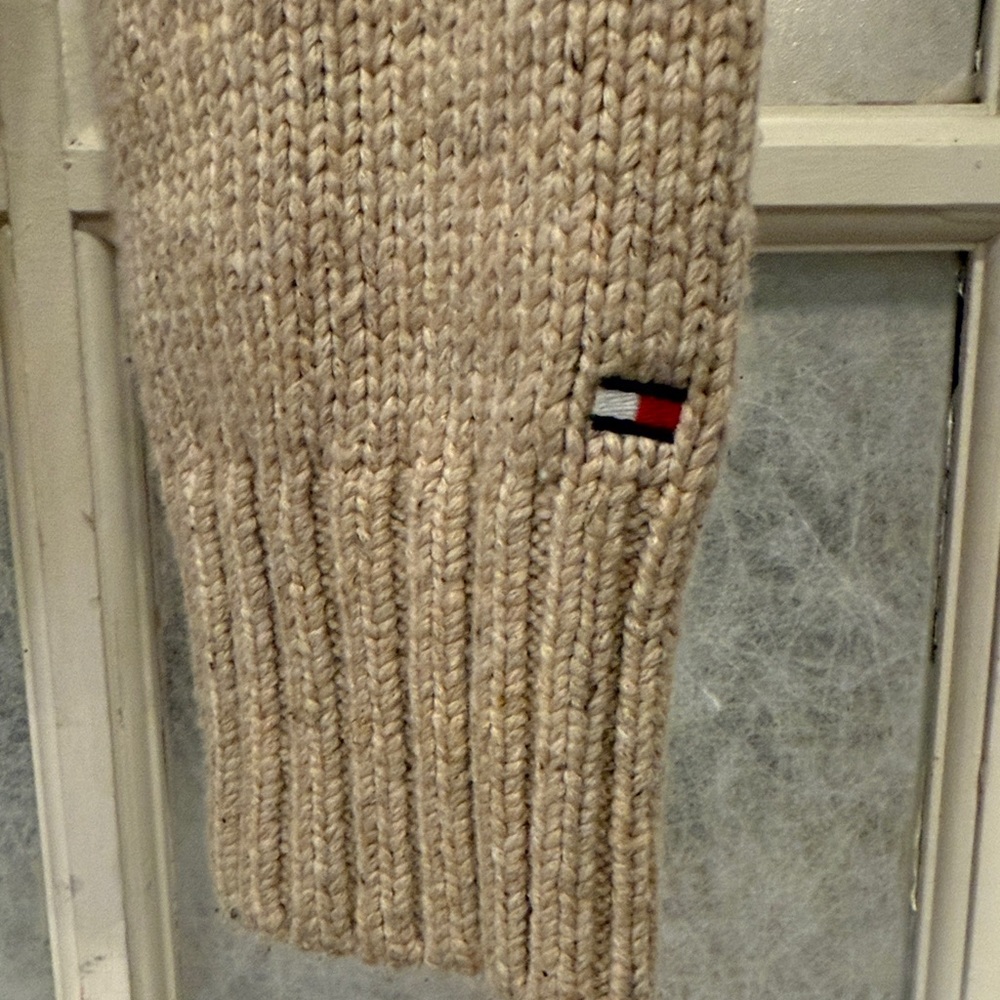 Tommy Hilfiger Wool Blend Navy and Beige Zip Up Pullover Sweater SzL - Picture 5 of 7